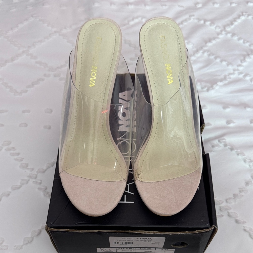 Fashion Nova Glass edge heeled sandal